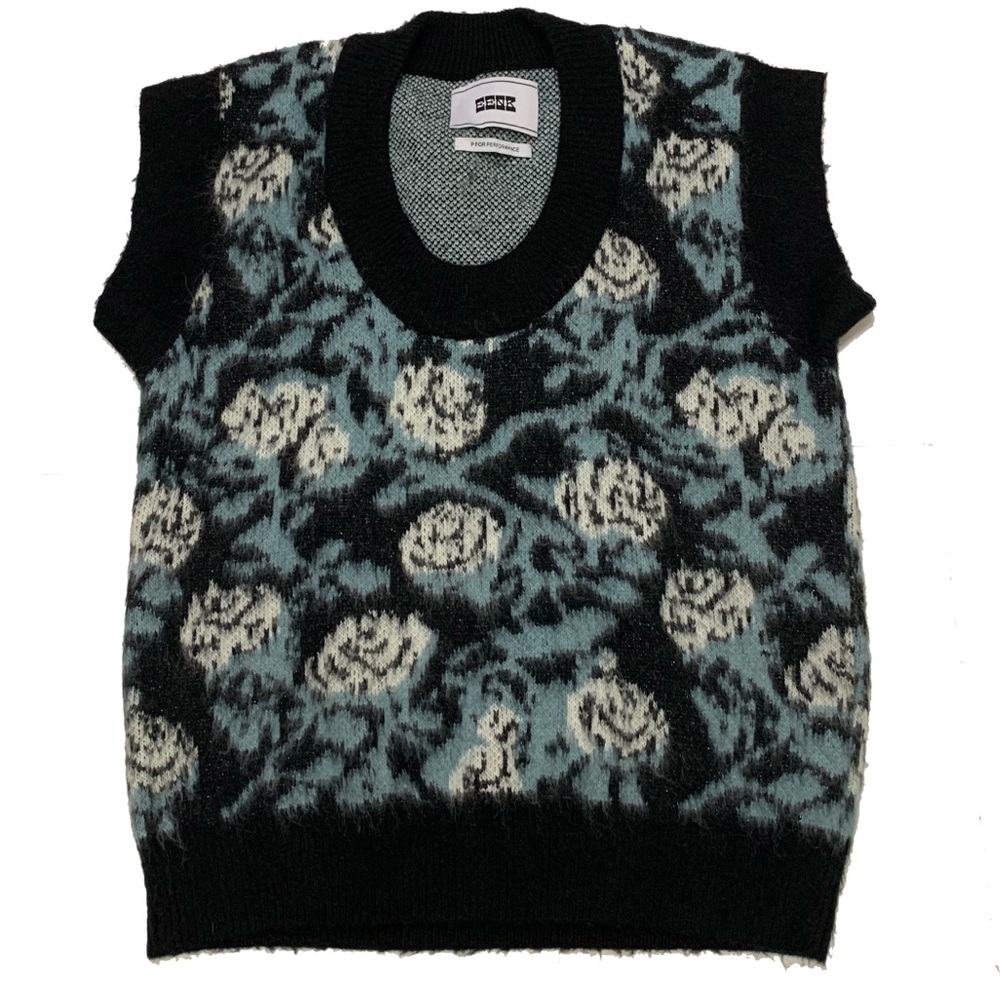 S / EENK Black and Blue Floral Vest
